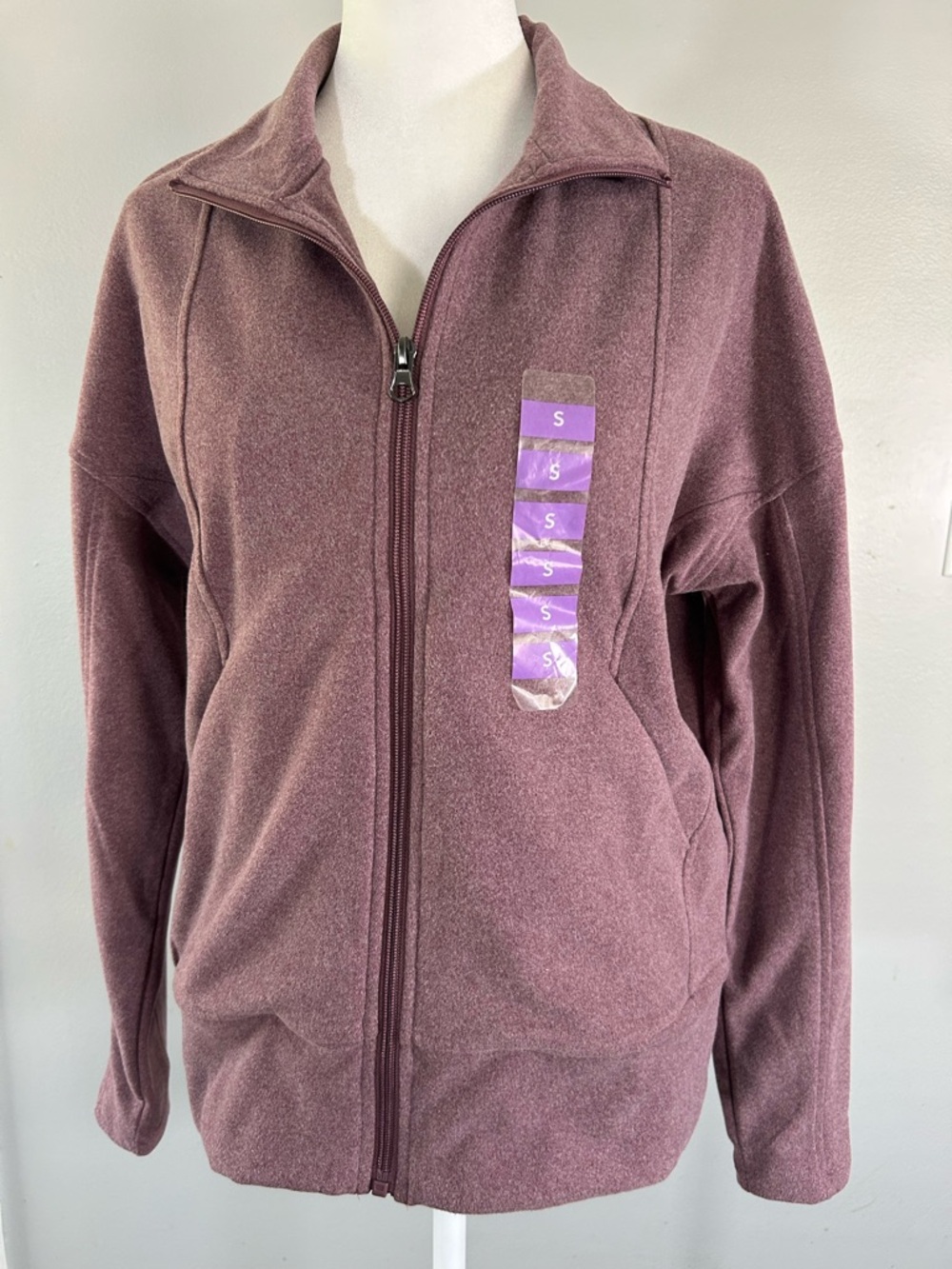 RBX Women’s Zip-Front Track Jacket Athletic Casual SOFT Warm Plum